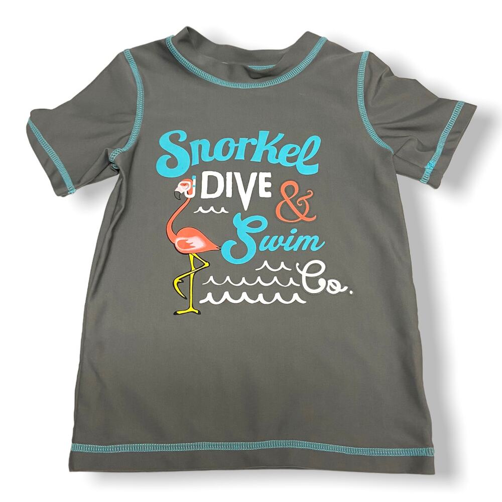 Circo Boys Rash Guard Size 3T Gray‎ Flamingo Print Swim Shirt Quick Dry
